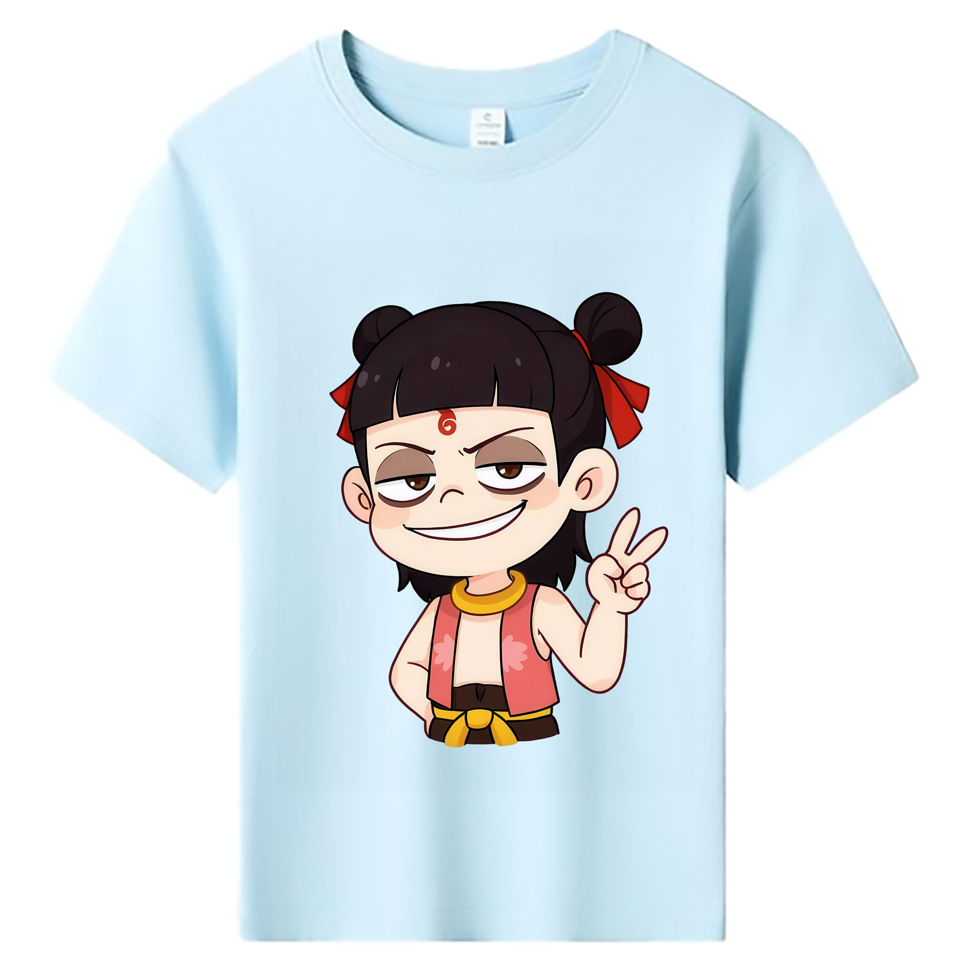 （画像用） Ne Zha 2 ナタ 魔童の大暴れ 綿100％キッズTシャツ（フロントプリント）